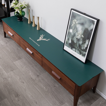 TD® Tapis de meuble TV rectangulaire en cuir PVC simple imperméable et résistant à l'huile de couleur unie